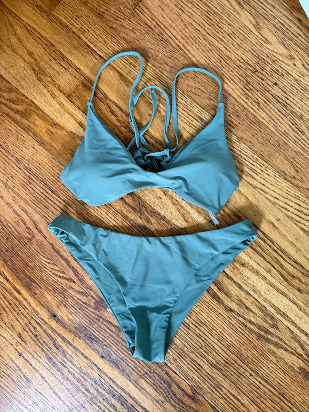 Women's Olive Green Strappy Bikini Set